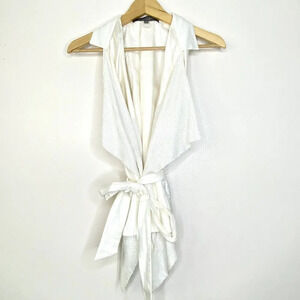 Sachin + Babi Medium Silk Blend Sequin Embellished Sleeveless Blouse Tie Front